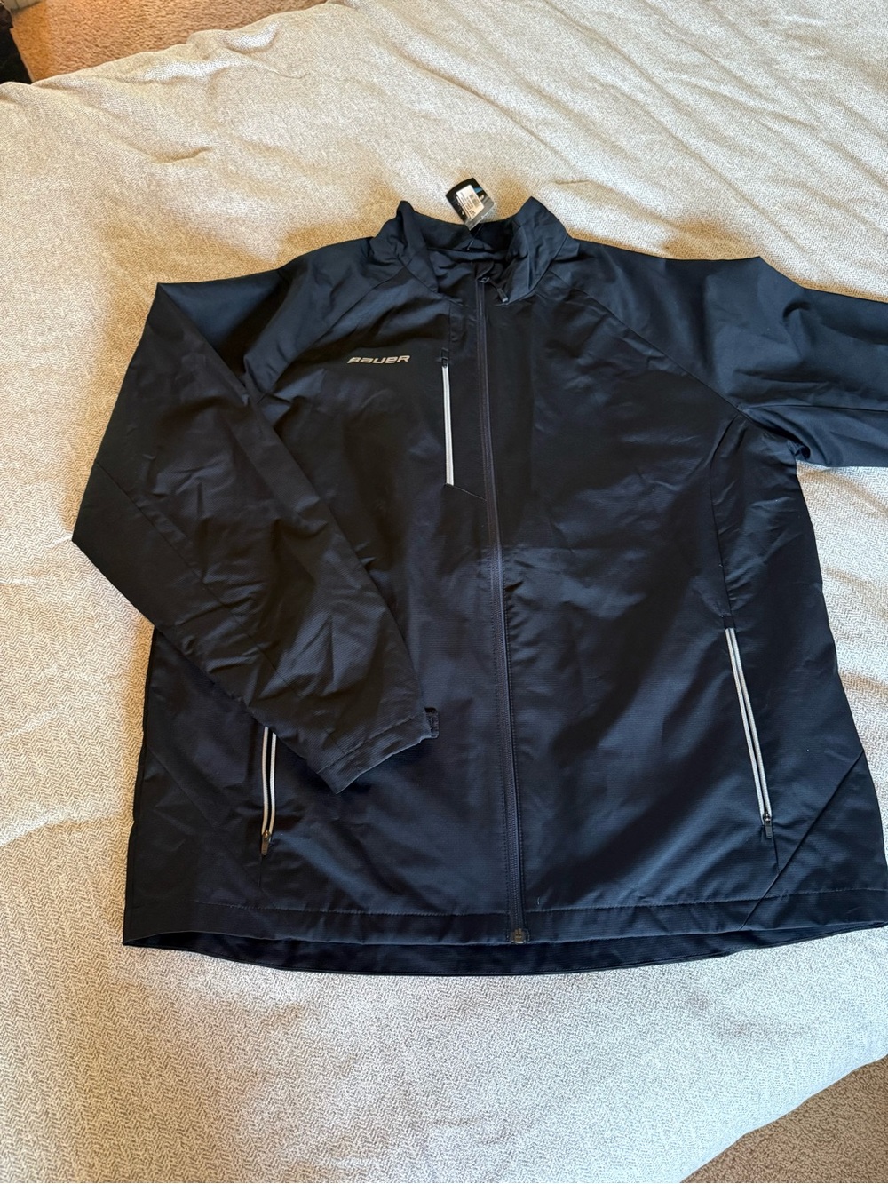 Bauer Men's Black Windbreaker Jacket with Reflective Trim